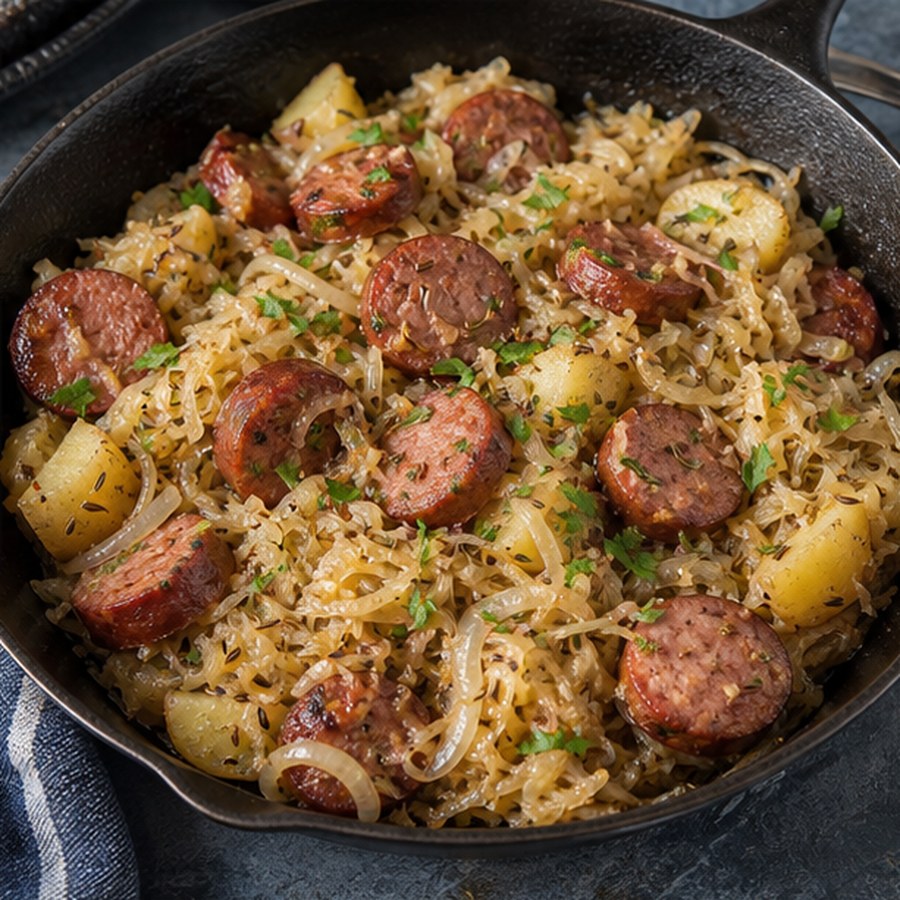Bratwurst und Sauerkraut
