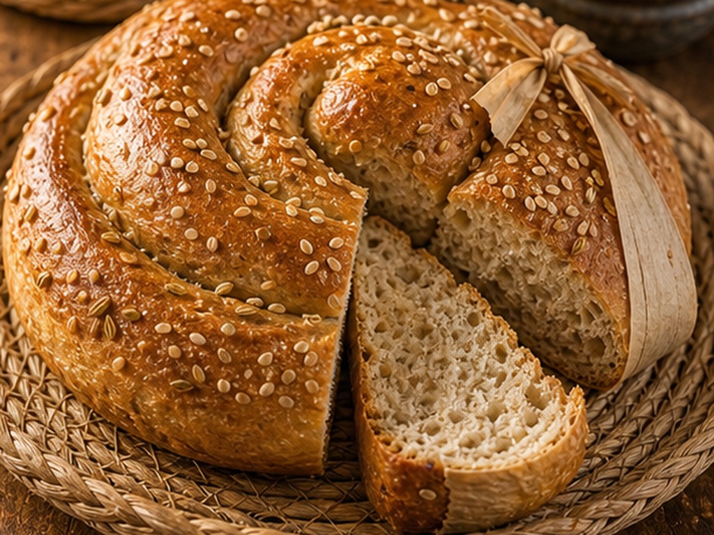 Pão encadernado com tiras de papiro